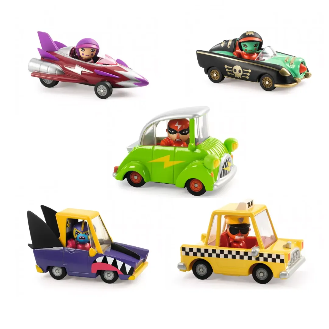 Pacchetto Crazy Motors - Taxi Joe & Shark N'Go & Pirate Wheels & Miss Burgundy & Green Flash